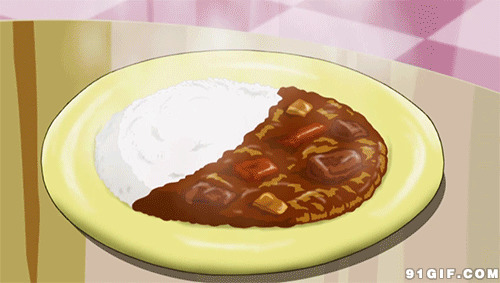 一份冒热气牛扒饭动画图片:吃饭,套餐,美食