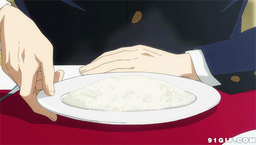 端上一份热白米饭动画图片