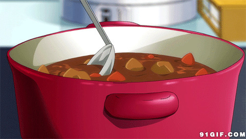 勺子搅拌高汤佳肴动画图片:搅拌,煲汤,卡通美食