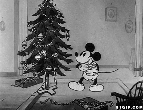 圣诞动画图片:米老鼠,圣诞树,米奇