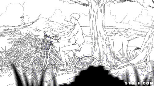 骑单车动漫图片:骑车,自行车