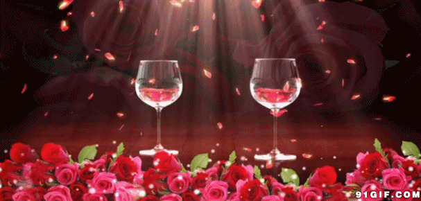 鲜花美酒图片:鲜花,美酒,花瓣,玫瑰,酒杯