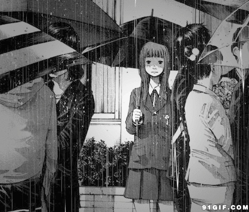 雨中打伞的漫画图片:下雨,打伞