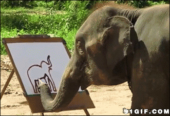 大象画画图片
