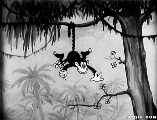 超可爱卡通猴子图片:猴子,摘花