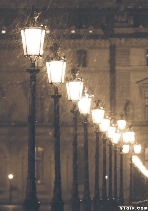 街头路灯图片:路灯,夜晚,下雪