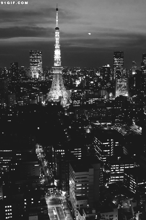 城市夜景鸟瞰动态图