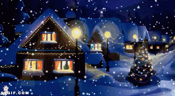 圣诞夜风雪小屋图片
