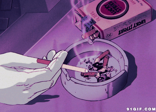 卡通烟灰缸动态图:烟灰缸,抽烟