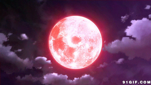 红月亮图片:月亮,红色,唯美
