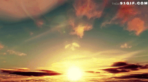 云开见日唯美动态图:云朵,太阳,唯美
