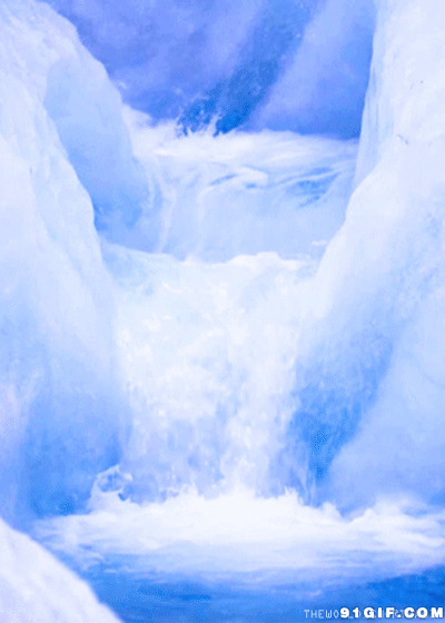 冰河流水美景动态图:冰河,冰川,流水
