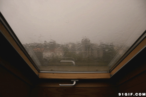 玻璃窗外的雨动态图:下雨,雨季,窗外