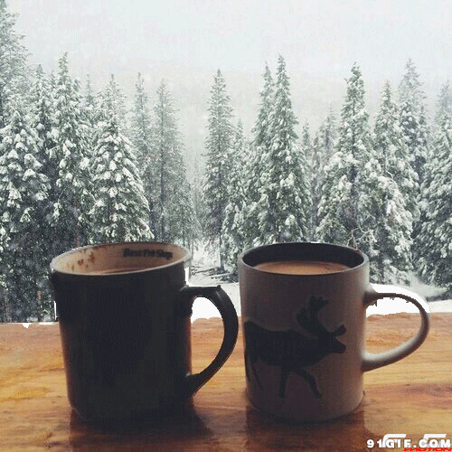 雪天背景图片:雪天,下雪,雪景,咖啡