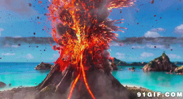 火山爆发卡通图片:火山