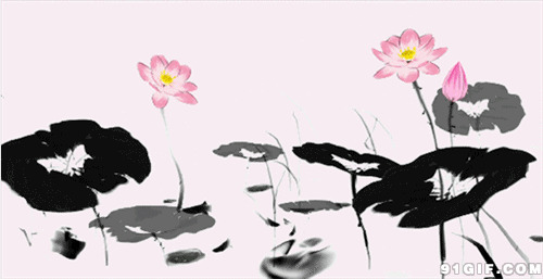 荷花池塘蜻蜓水墨画图片