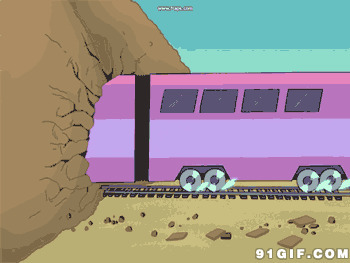 火车粗暴过山洞卡通图片:山洞