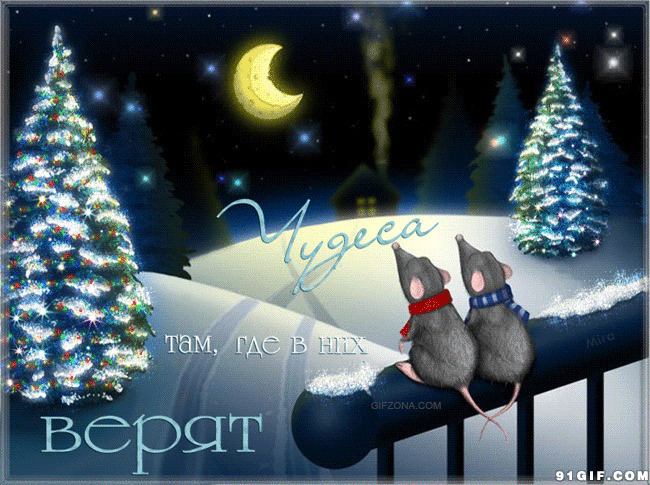 两只老鼠过圣诞节动漫图片:圣诞节