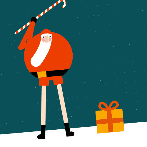 圣诞老人挥杆动画图片:圣诞节