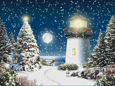 圣诞风雪夜动画图片:圣诞节