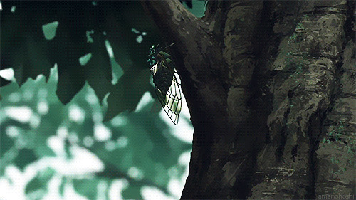 大树上的飞虫动画图片