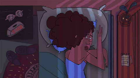 女人辗转难眠动画图片:失眠