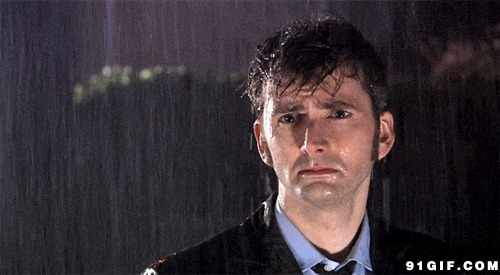 淋雨男人的表情图:淋雨