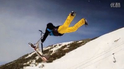 雪山滑雪特技gif图:滑雪