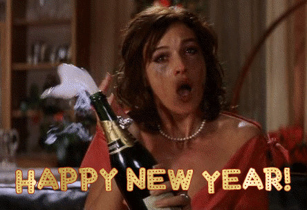开香槟祝新年快乐gif图