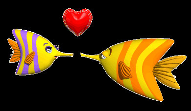 鱼儿示爱透明gif素材:爱心