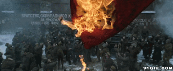 焚烧纳粹旗帜gif图片:焚烧