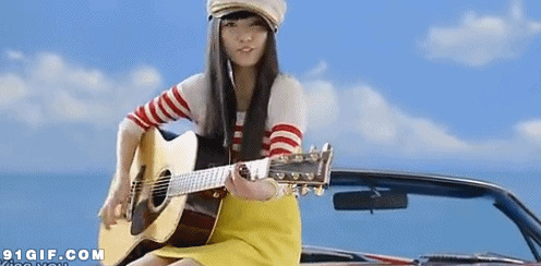 音乐美女弹吉他gif图:弹吉他