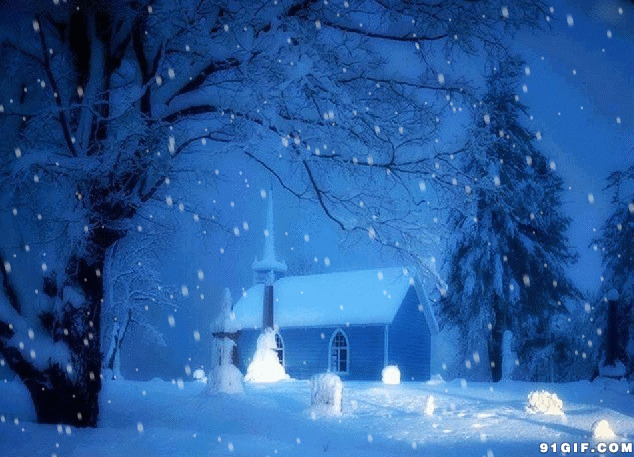 落雪林中小屋动漫图片:落雪