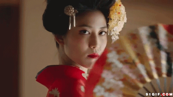 日本古代艺妓gif图:和服