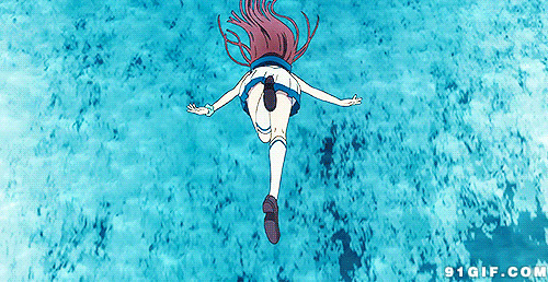 女生跳海动漫图片:跳海