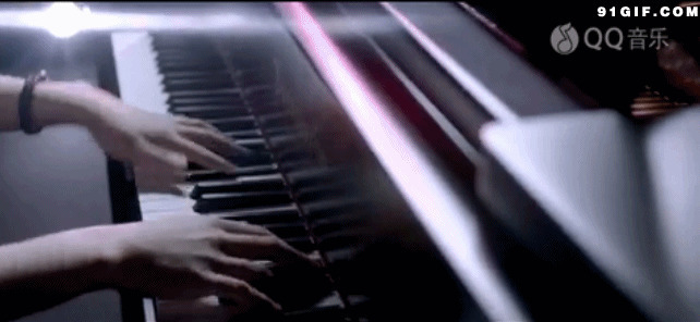 弹钢琴的双手闪图