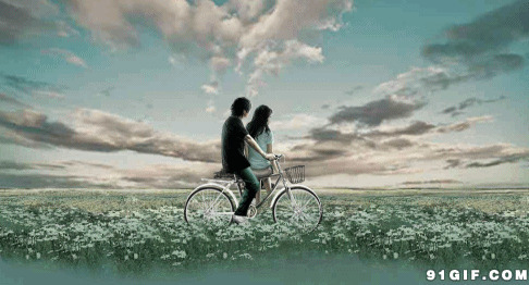 情人浪漫湖畔gif图:单车,自行车