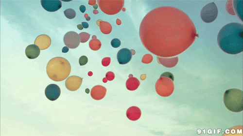 五彩气球升空gif图片