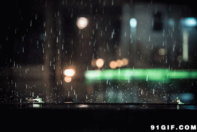 午夜雨景唯美动态图:下雨