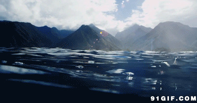 蔚蓝海水涌动gif图片