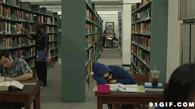 在图书馆睡觉gif图片