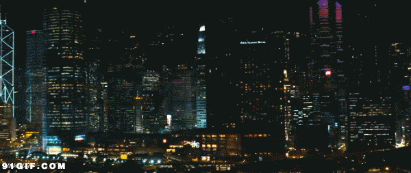 高楼大厦璀璨夜景闪图:夜景