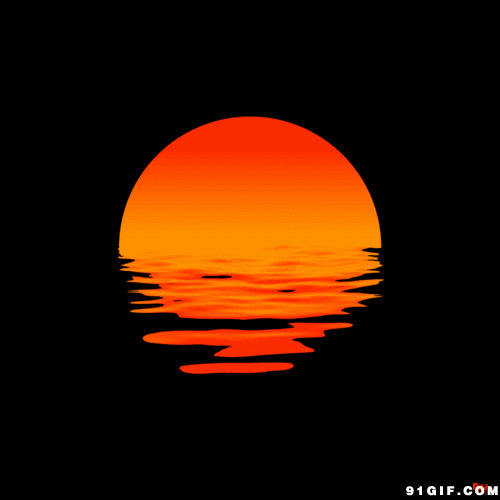 水中一轮红日唯美图片:太阳