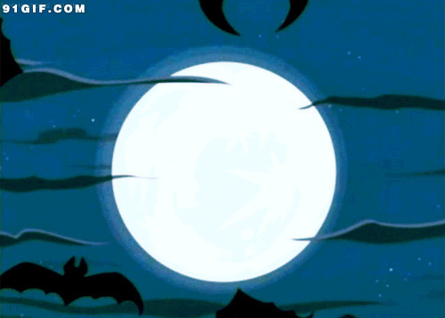 月下蝙蝠飞翔动漫图片:蝙蝠