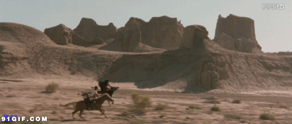 沙漠戈壁策马飞奔闪图