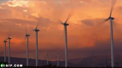 山上风力发电gif图片:发电