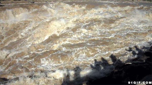 汹涌的黄河动态图:河流