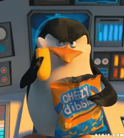 企鹅吃零食动漫图片:企鹅
