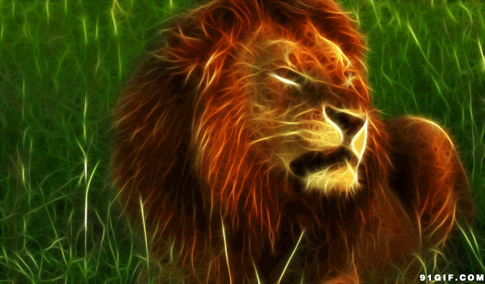 狮子怒吼梦幻动态图:狮子
