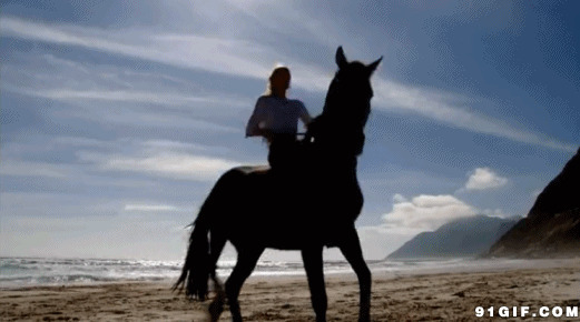 骑着马在海滩gif图片:骑马